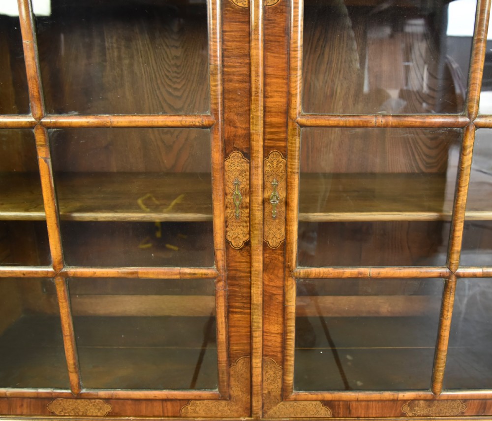 Queen Anne style walnut inlaid cabinet by Gill and Reigate London  View III
