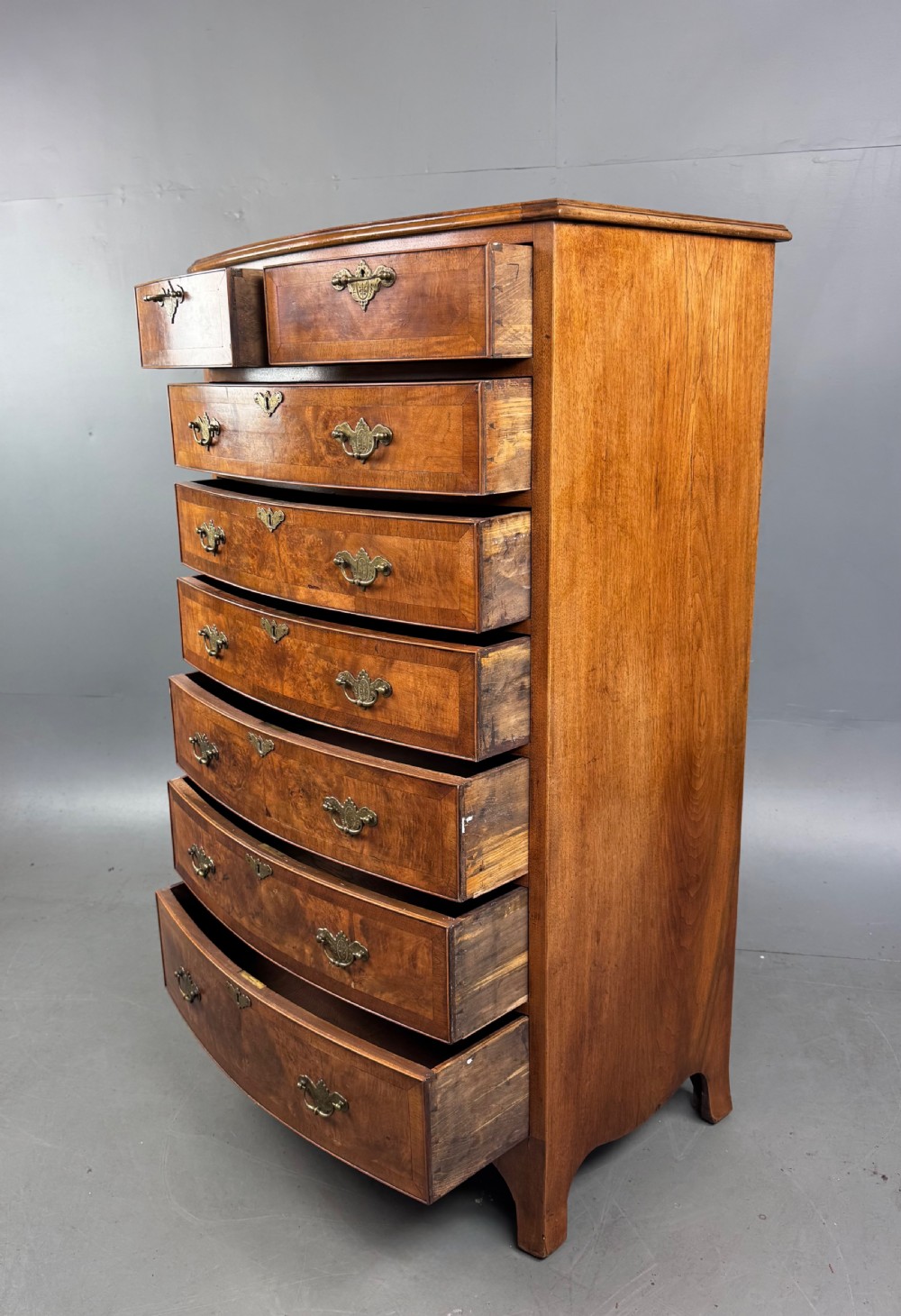 Walnut Bowfront chest of drawers  View IV