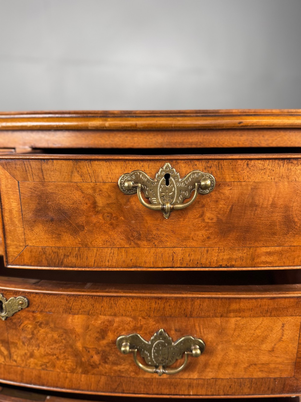 Walnut Bowfront chest of drawers  View VI