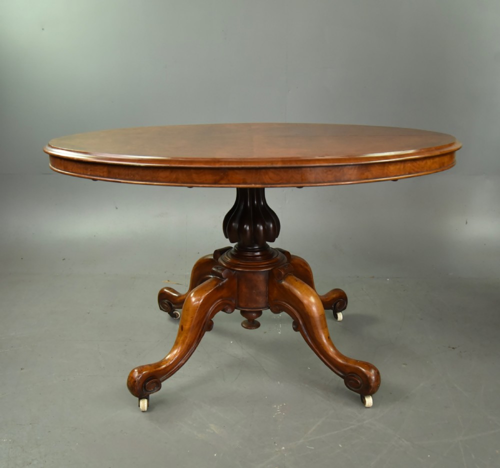 Victorian oval burr walnut breakfast table 