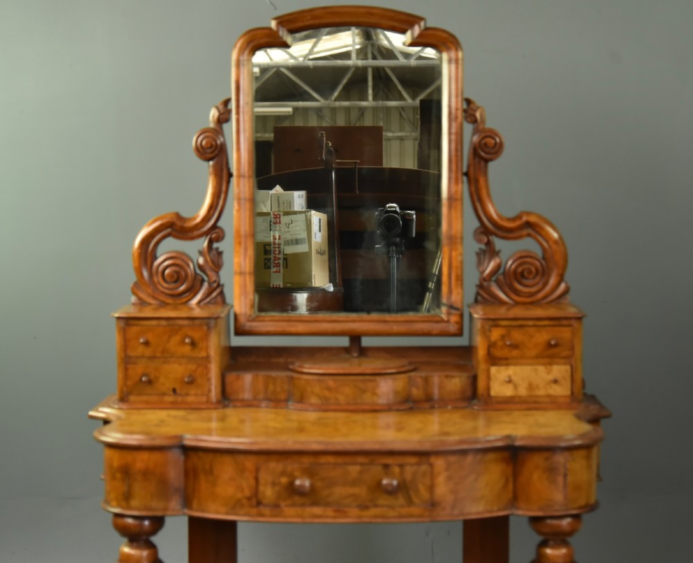 Victorian burr walnut dressing table  View II