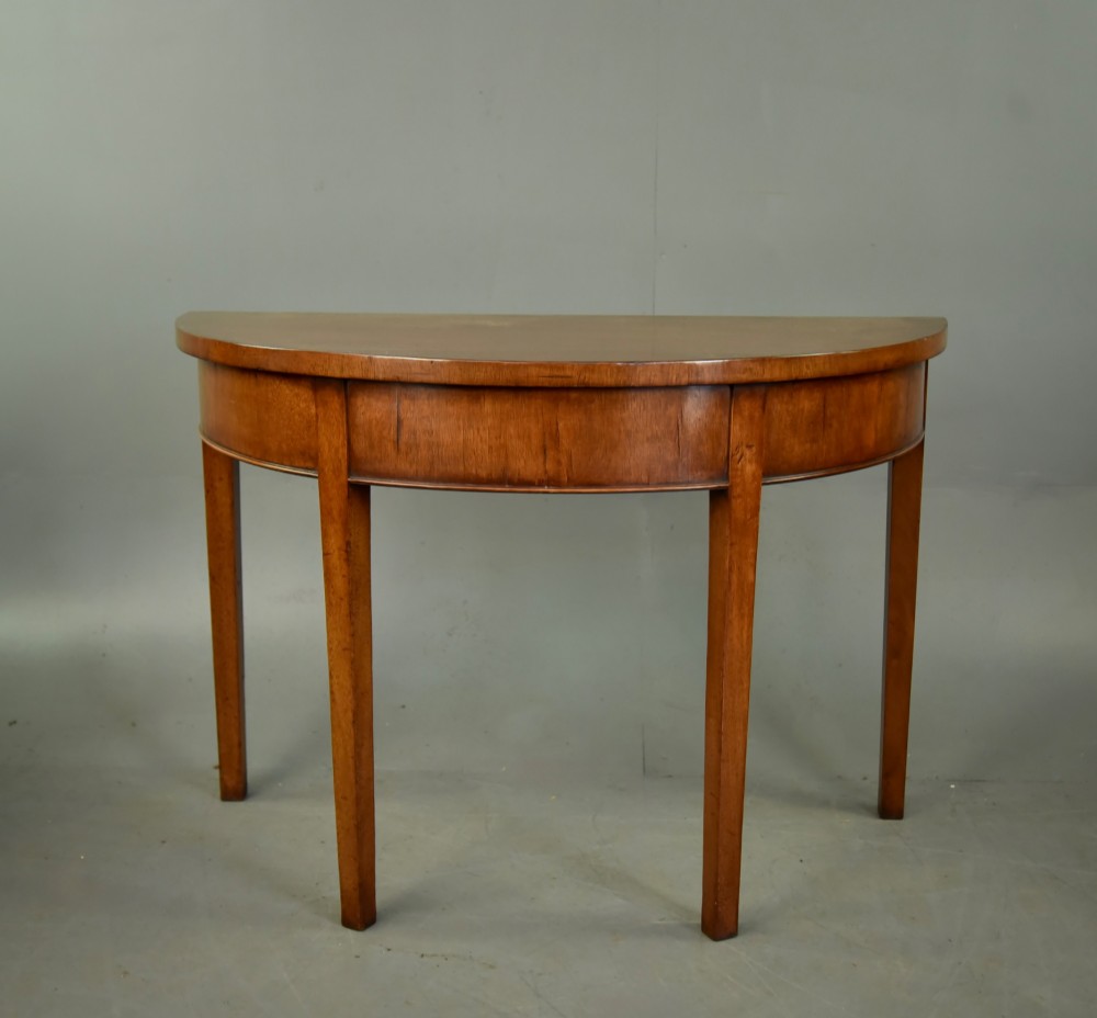 pair of Georgian mahogany demi lune console tables View III