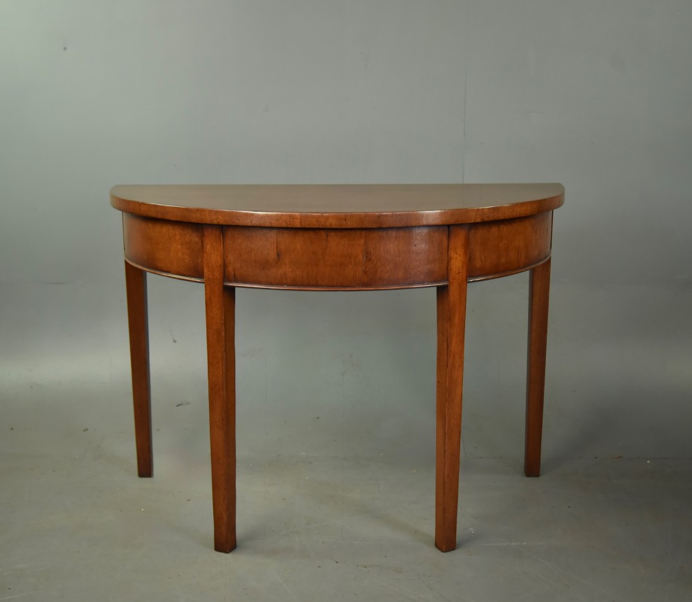pair of Georgian mahogany demi lune console tables View IV