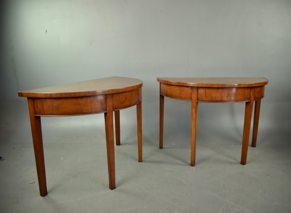 pair of Georgian mahogany demi lune console tables View VI