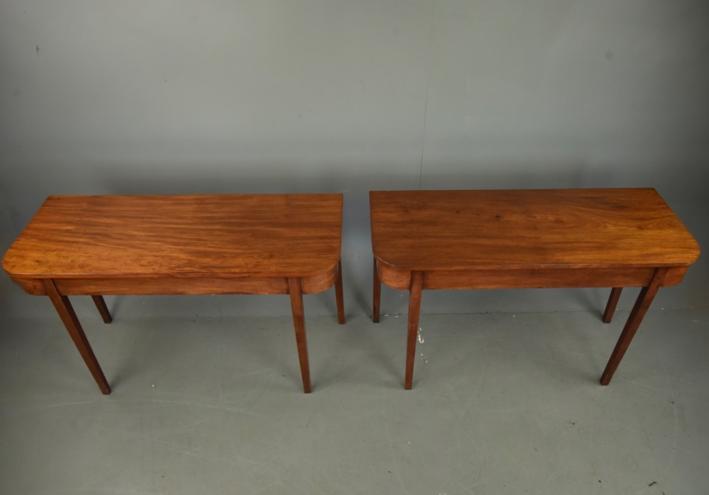 Pair of Georgian mahogany D end console tables View III