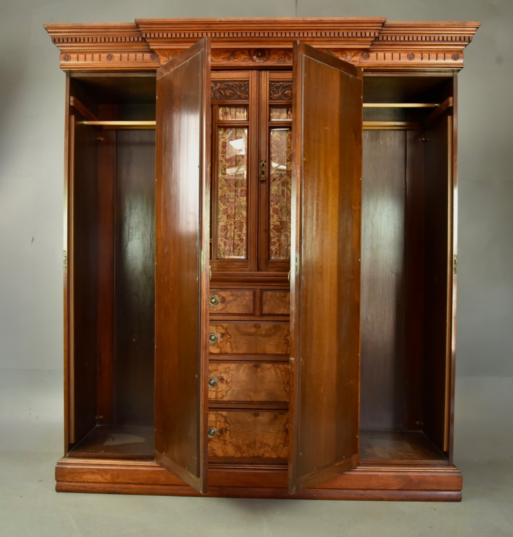 Victorian walnut triple breakfront  wardrobe View II