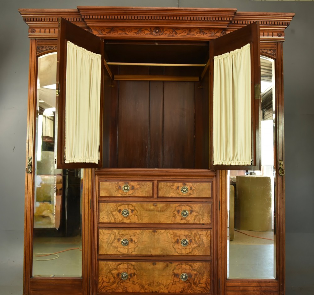 Victorian walnut triple breakfront  wardrobe View III