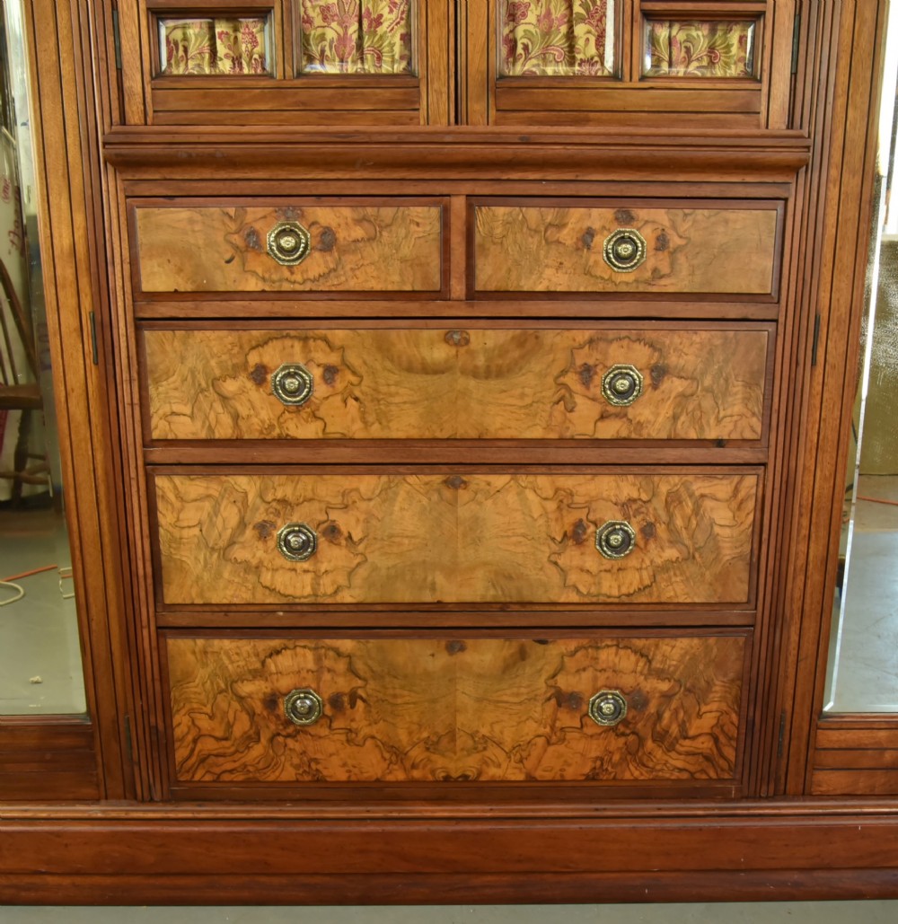 Victorian walnut triple breakfront  wardrobe View VII