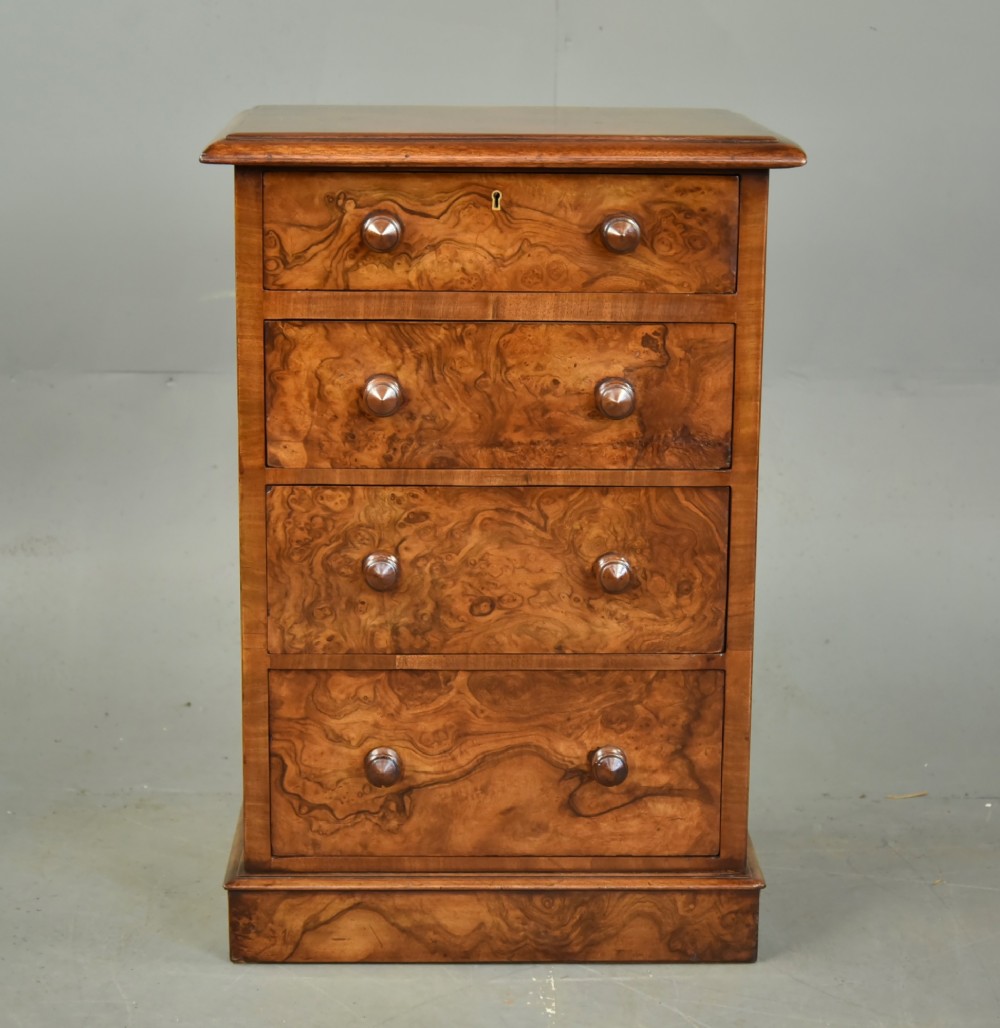 Pair of Victorian walnut bedside chests of drawers View V