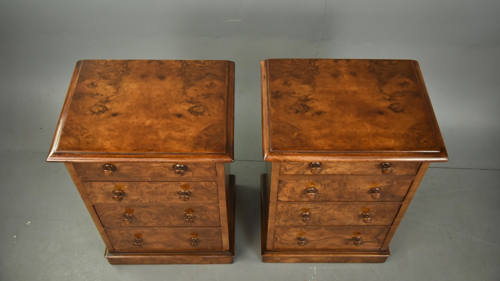 Pair of Victorian walnut bedside chests of drawers View VI