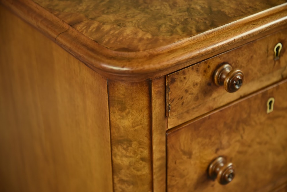 Pair of Victorian burr walnut bedside chests of drawers View VIII