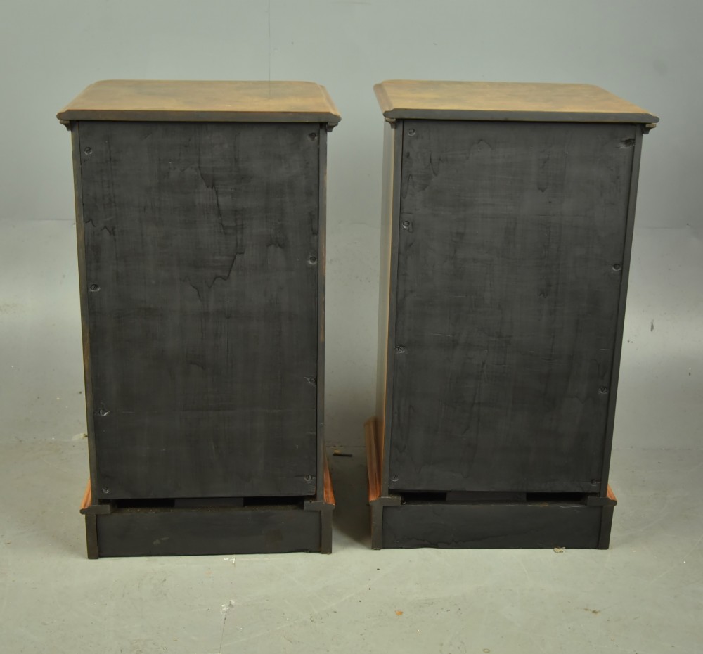Pair of Victorian burr walnut bedside chests of drawers View IX
