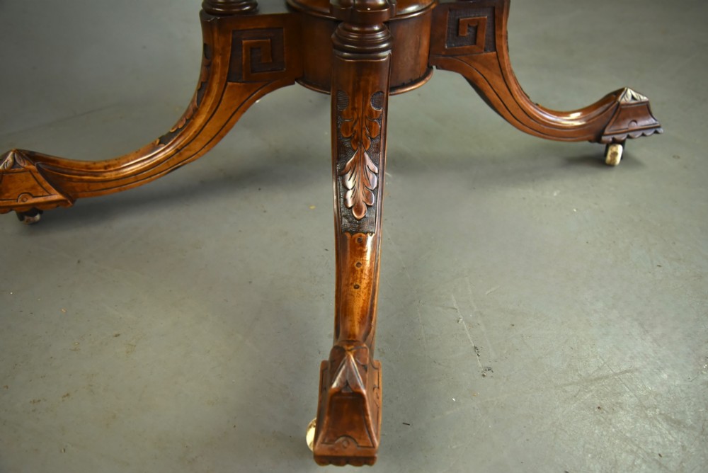 Antique Victorian inlaid walnut oval breakfast table View IV