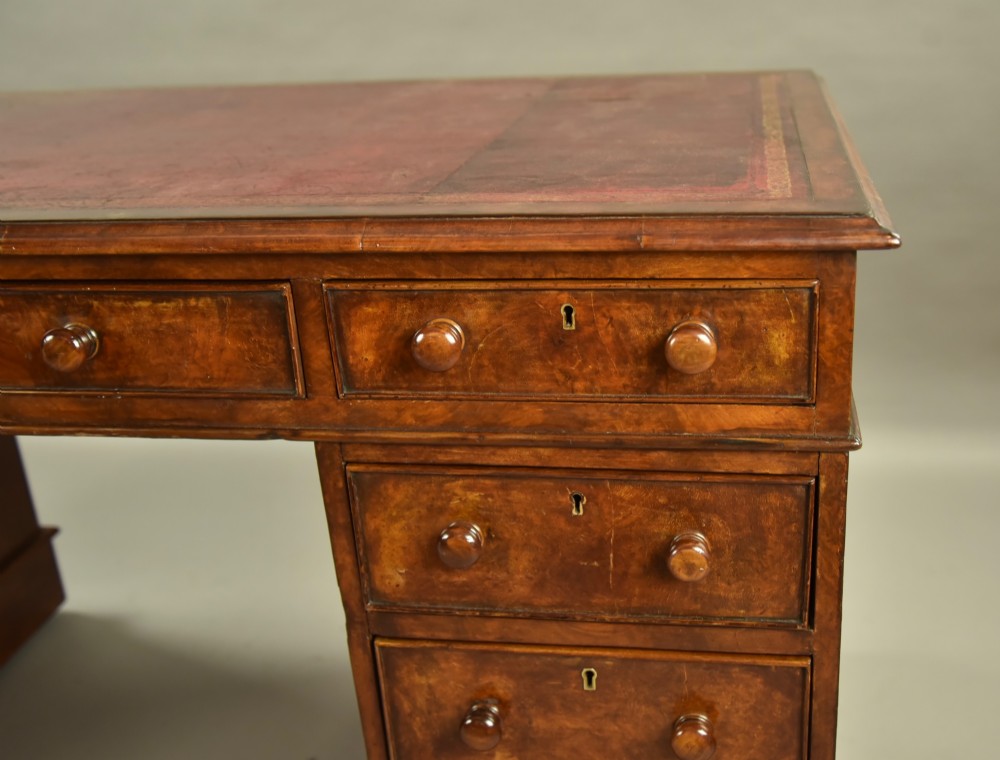Victorian burr walnut pedestal desk View V