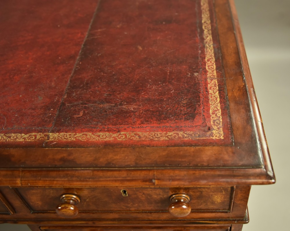 Victorian burr walnut pedestal desk View VI