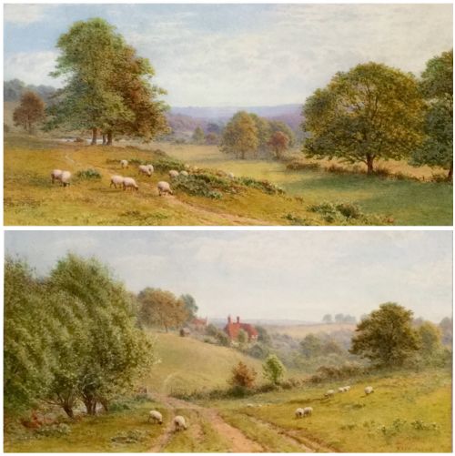 pair watercolours by roberto angelo kittermaster marshall sussex landscapes - CATEGORY: ANTIQUE ART - DATED 1900