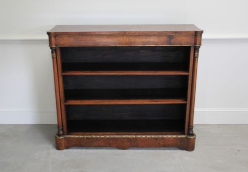 Antique Victorian Burr Walnut Open Bookcase