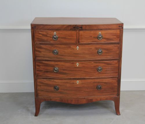 Antique Regency Mahogany Bow Fronted Chest of Drawers