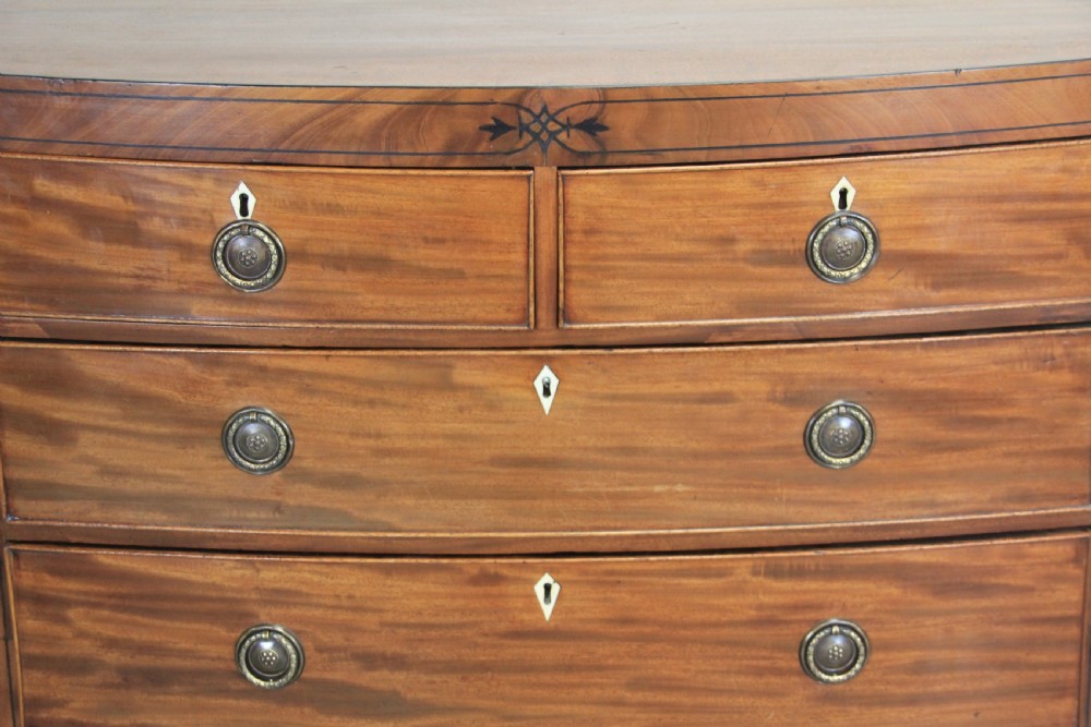 Antique Regency Mahogany bow fronted chest of drawers View II
