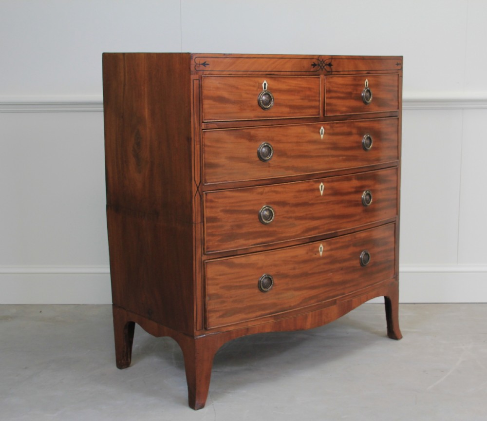 Antique Regency Mahogany bow fronted chest of drawers View III