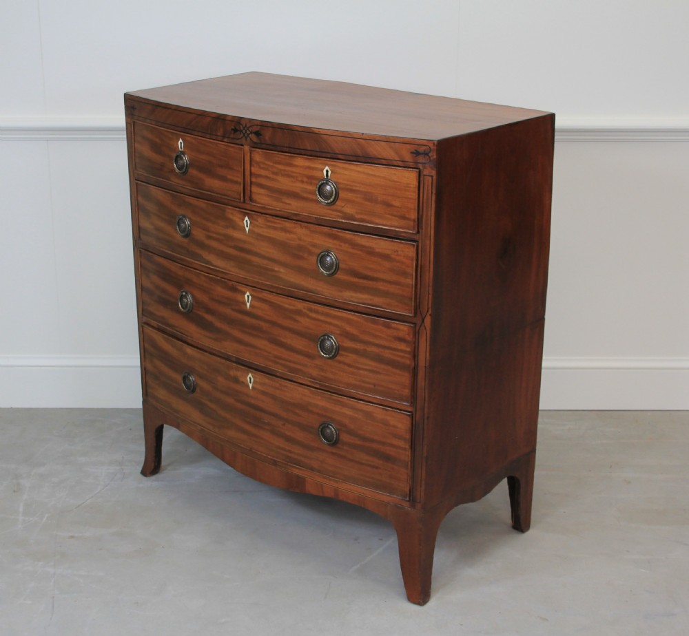 Antique Regency Mahogany bow fronted chest of drawers View V