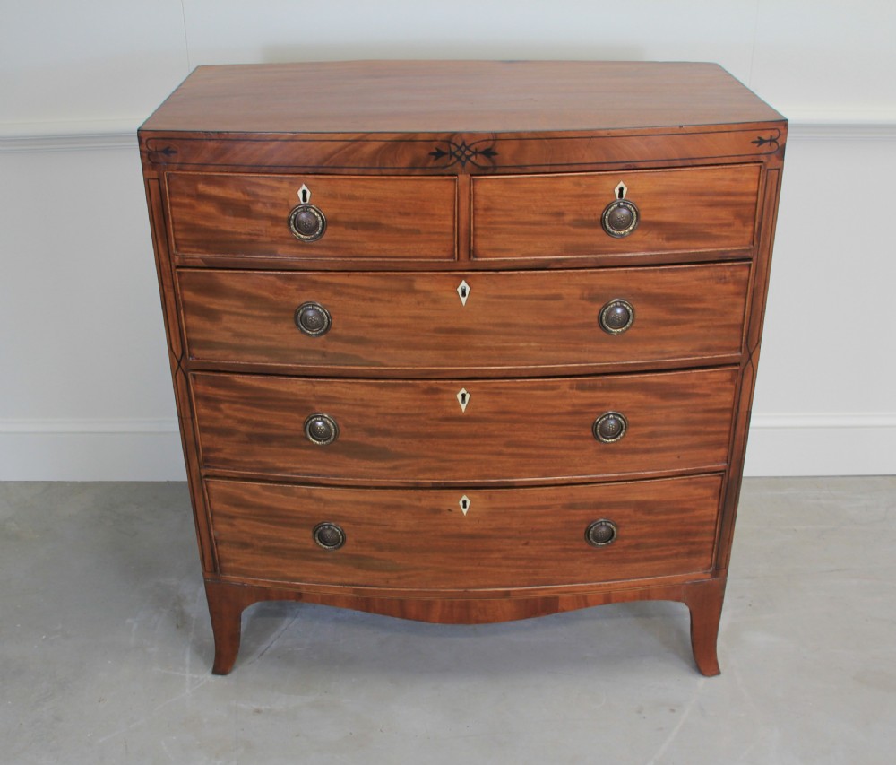 Antique Regency Mahogany bow fronted chest of drawers View VII