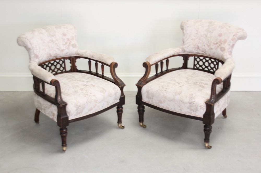 A Victorian Walnut salon three piece suite. View III