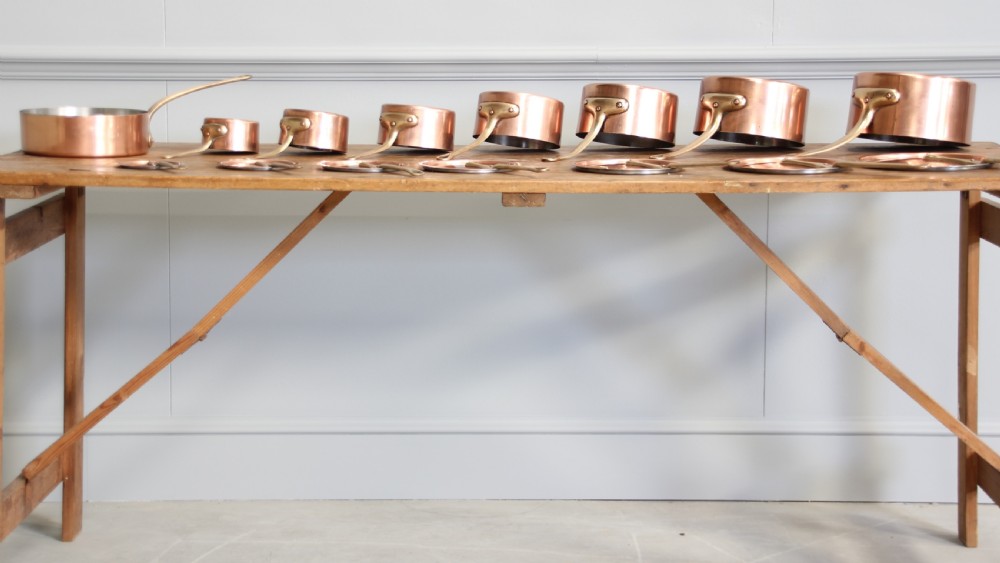 A collection of 19th century copper saucepans  View III