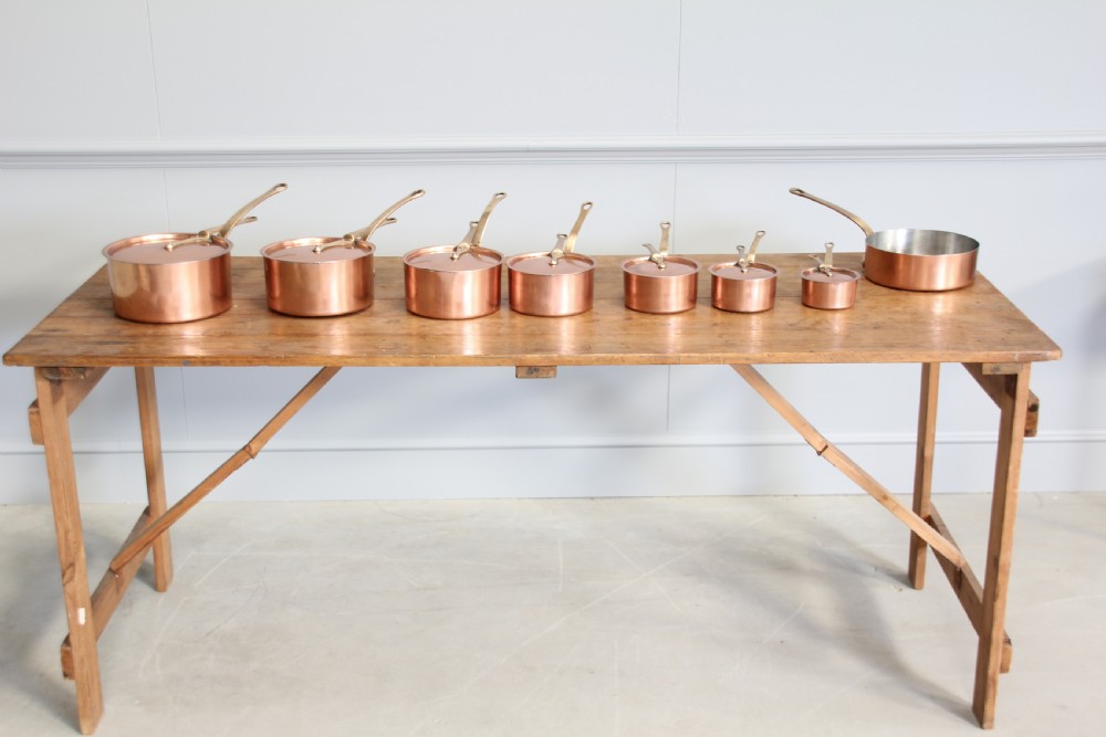 A collection of 19th century copper saucepans  View VIII