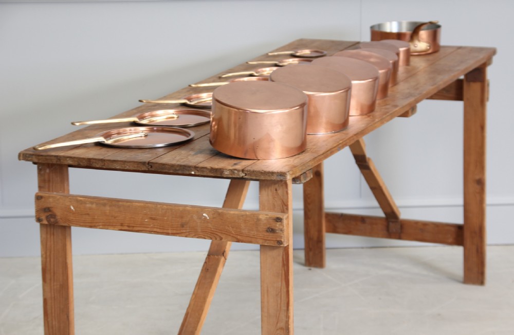 A collection of 19th century copper saucepans  View XI