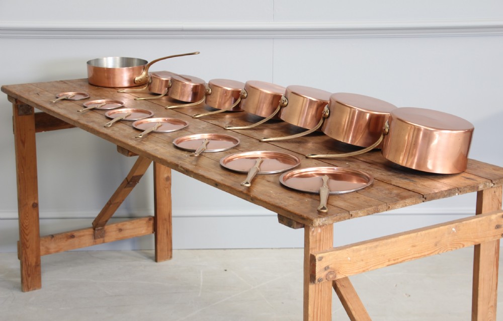 A collection of 19th century copper saucepans  View XII