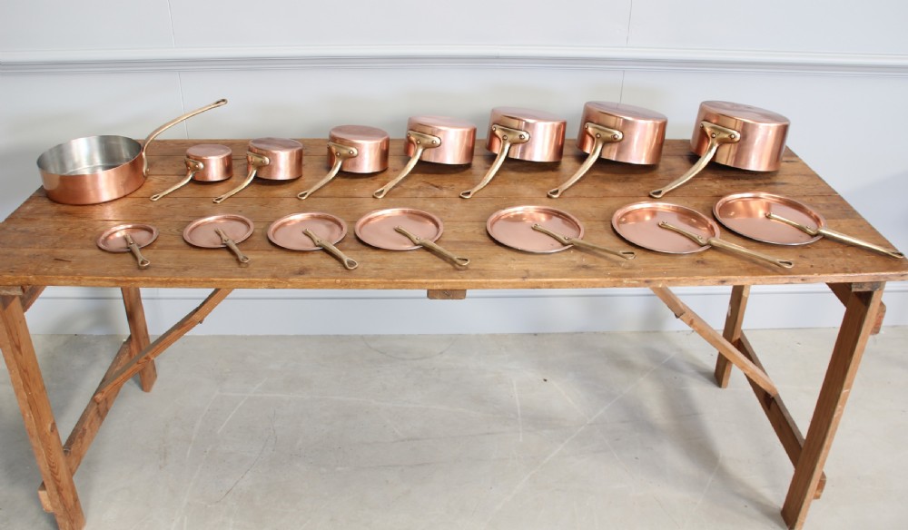A collection of 19th century copper saucepans  View XIII