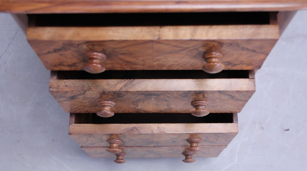 A 19th century burr walnut bedside cabinet. View VII