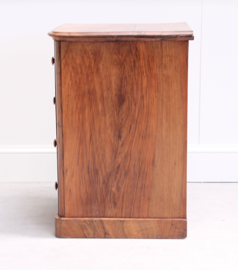 A 19th century burr walnut bedside cabinet. View IX