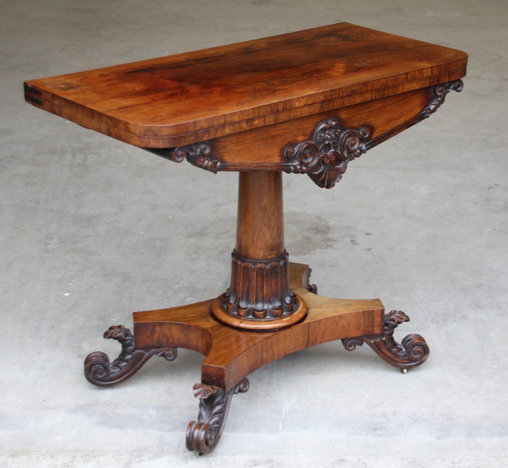A William IV Rosewood card table  View III