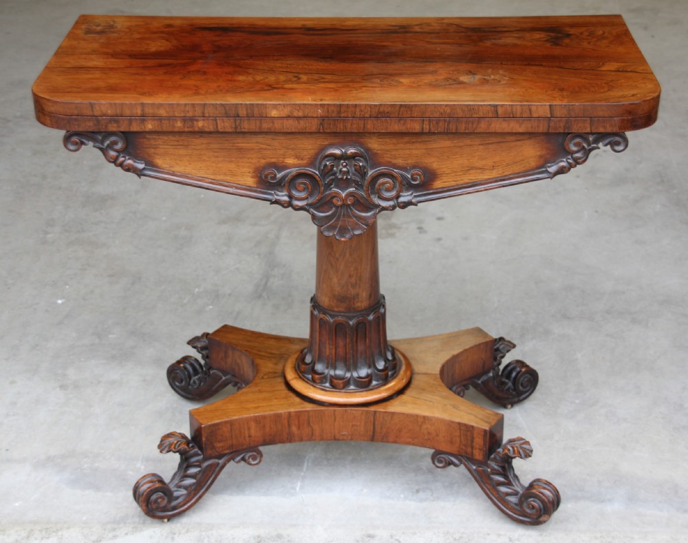 A William IV Rosewood card table  View V