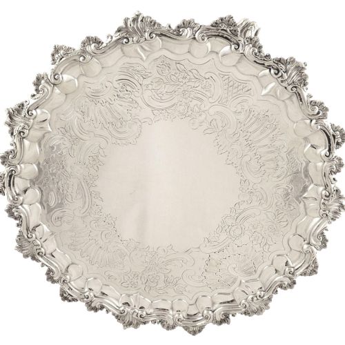 Large Georgian Sterling Silver 14" Tray/salver 1782