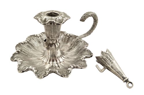 fig 1. Antique William IV Sterling Silver Chamberstick with Snuffer 1832