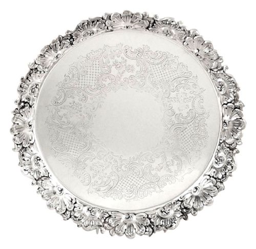 Unusual Antique Victorian Silver Plated 12" Salver / Tray C1880