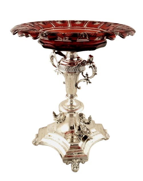 Antique Austrian Silver & Glass 13" Centrepiece C1870 - Vincenz Czokally
