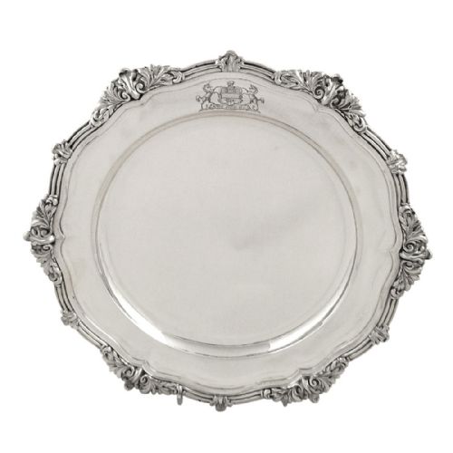 Antique Victorian Sterling Silver 11" Dinner Plate / Dish 1880