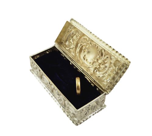 fig 1. Antique Edwardian Sterling Silver Ring Box 1902