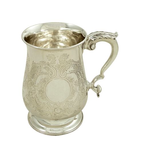 Antique Victorian Sterling Silver Pint Mug / Tankard 1863