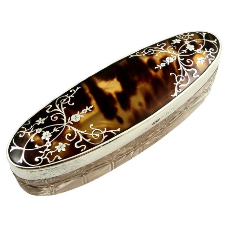 Antique Sterling Silver & Tortoiseshell Vanity Jar - Mappin & Webb 1919