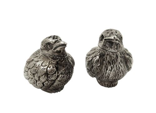 fig 1. Pair of Antique Edwardian Sterling Silver Chick Peppers 1901 / 1902