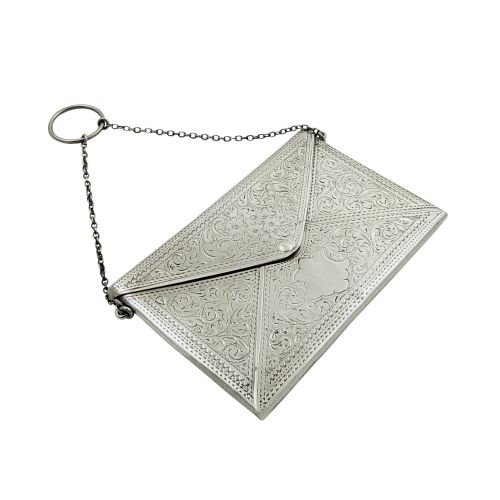 Antique Sterling Silver Envelope Card Case with Pill Box Section 1913