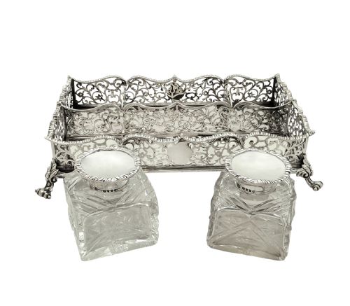 fig 1. Antique Early Victorian Sterling Silver Double Inkstand 1848