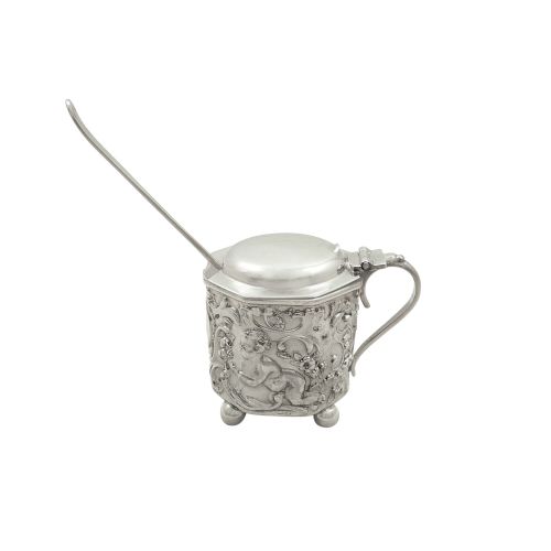 Antique Victorian Sterling Silver 'Cherub' Mustard 1897