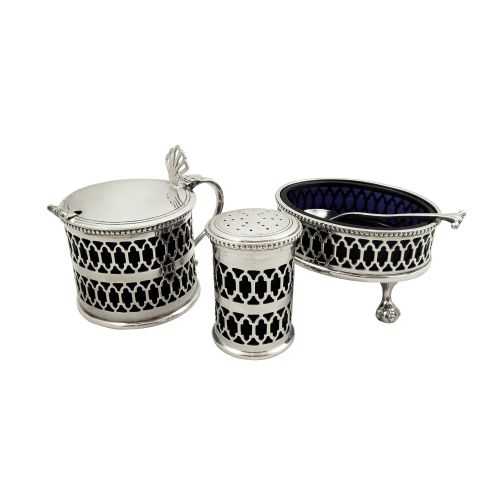 Vintage Sterling Silver 3 Piece Cruet Set