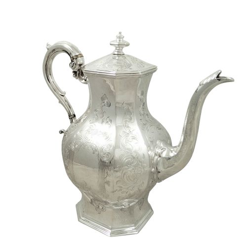 Antique Early Victorian Sterling Silver 3 Pint Coffee Pot 1841